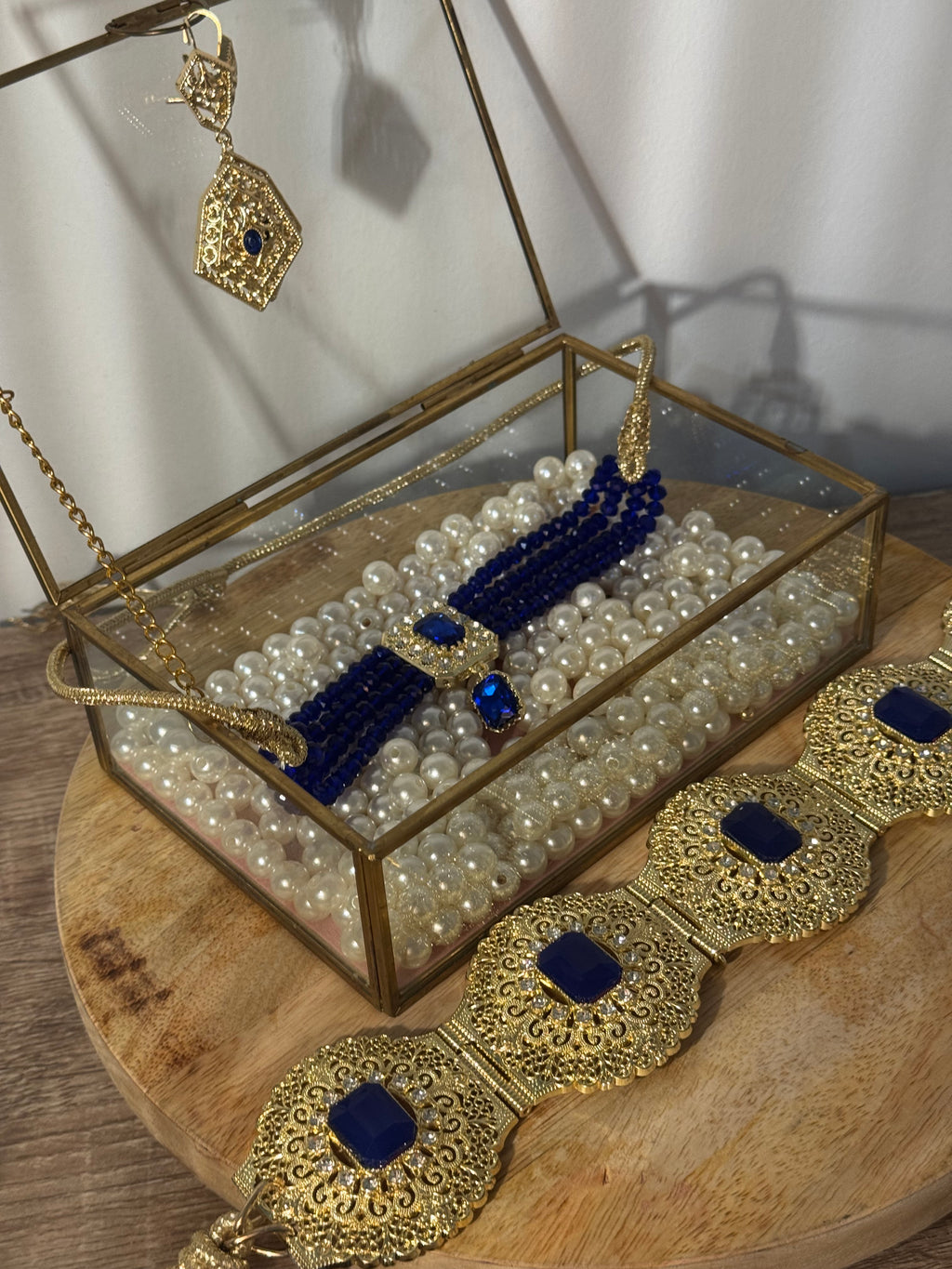 Caftan jewelry set - belt + earrings + choker necklace -