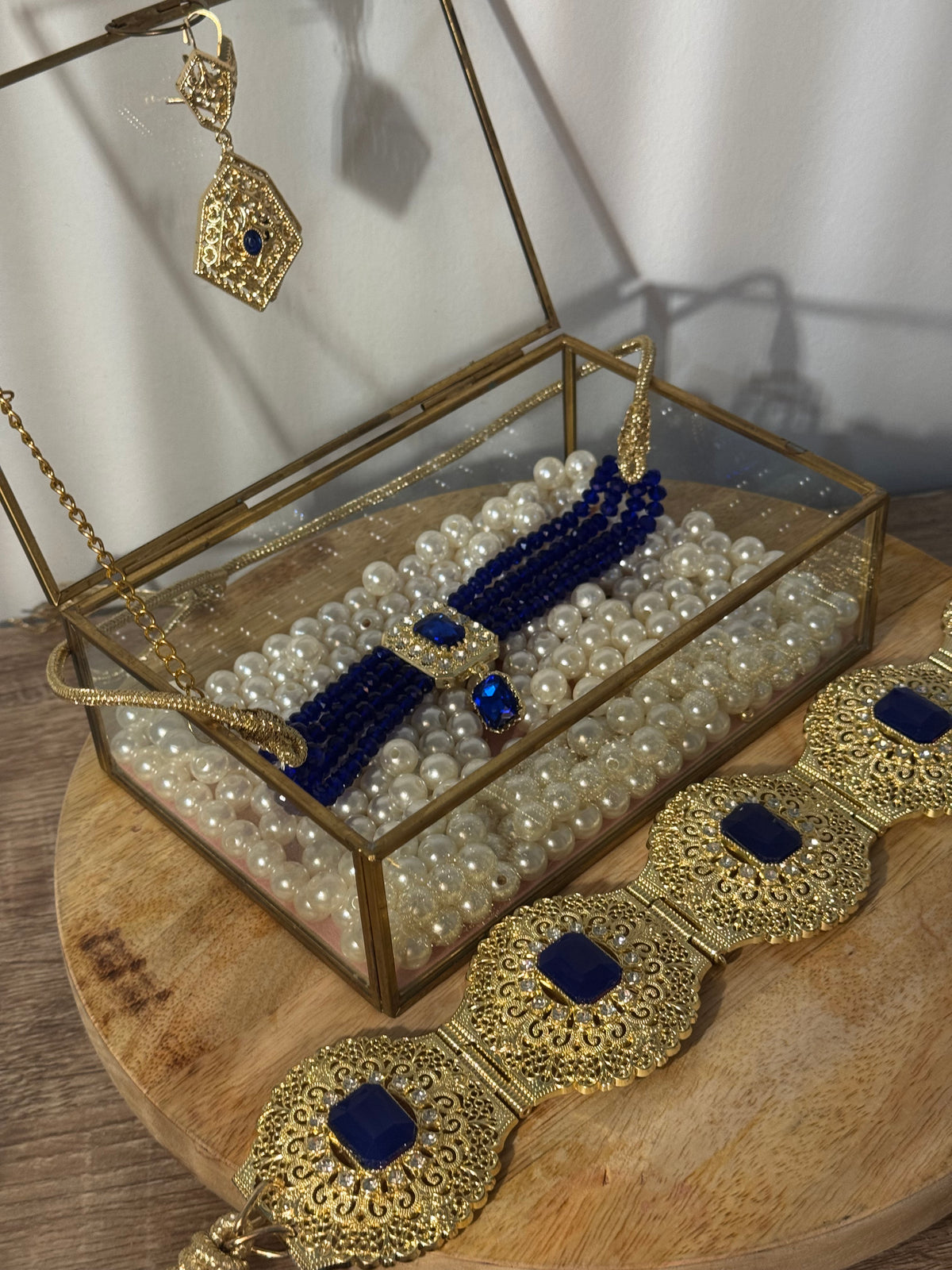 Caftan jewelry set - belt + earrings + choker necklace -