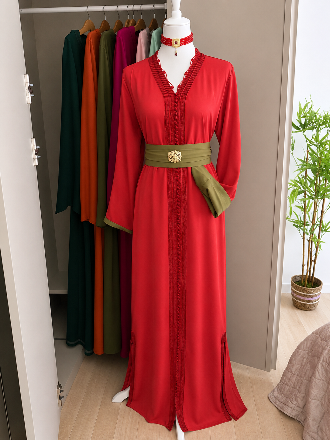 caftan bicolore manches doublés
