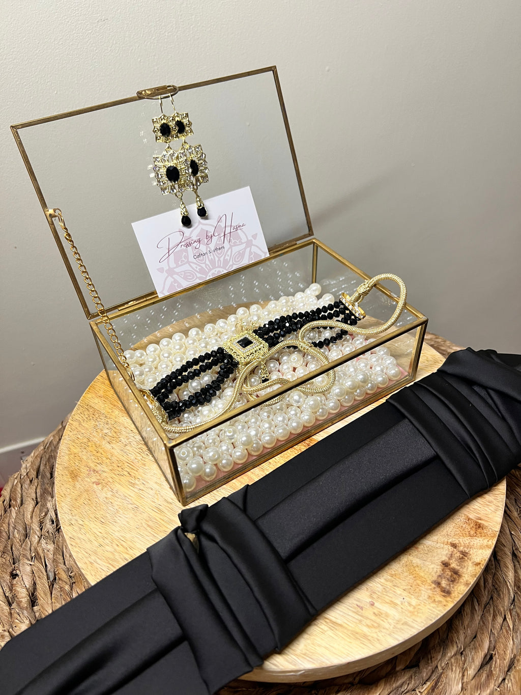 Ensemble de bijoux caftan - ceinture + boucle d’oreille + collier choker -