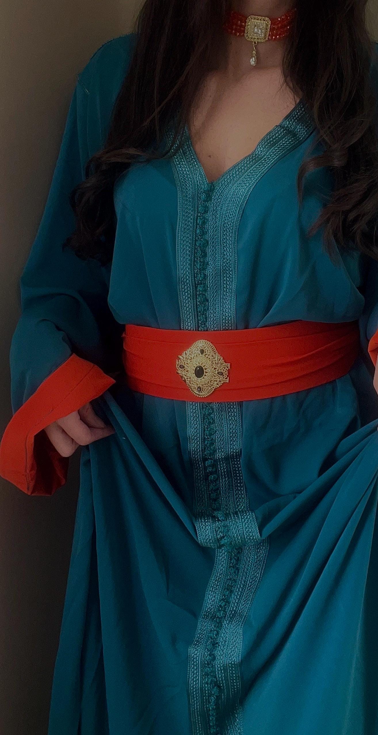 Caftan bicolore ceinture Défectueuse