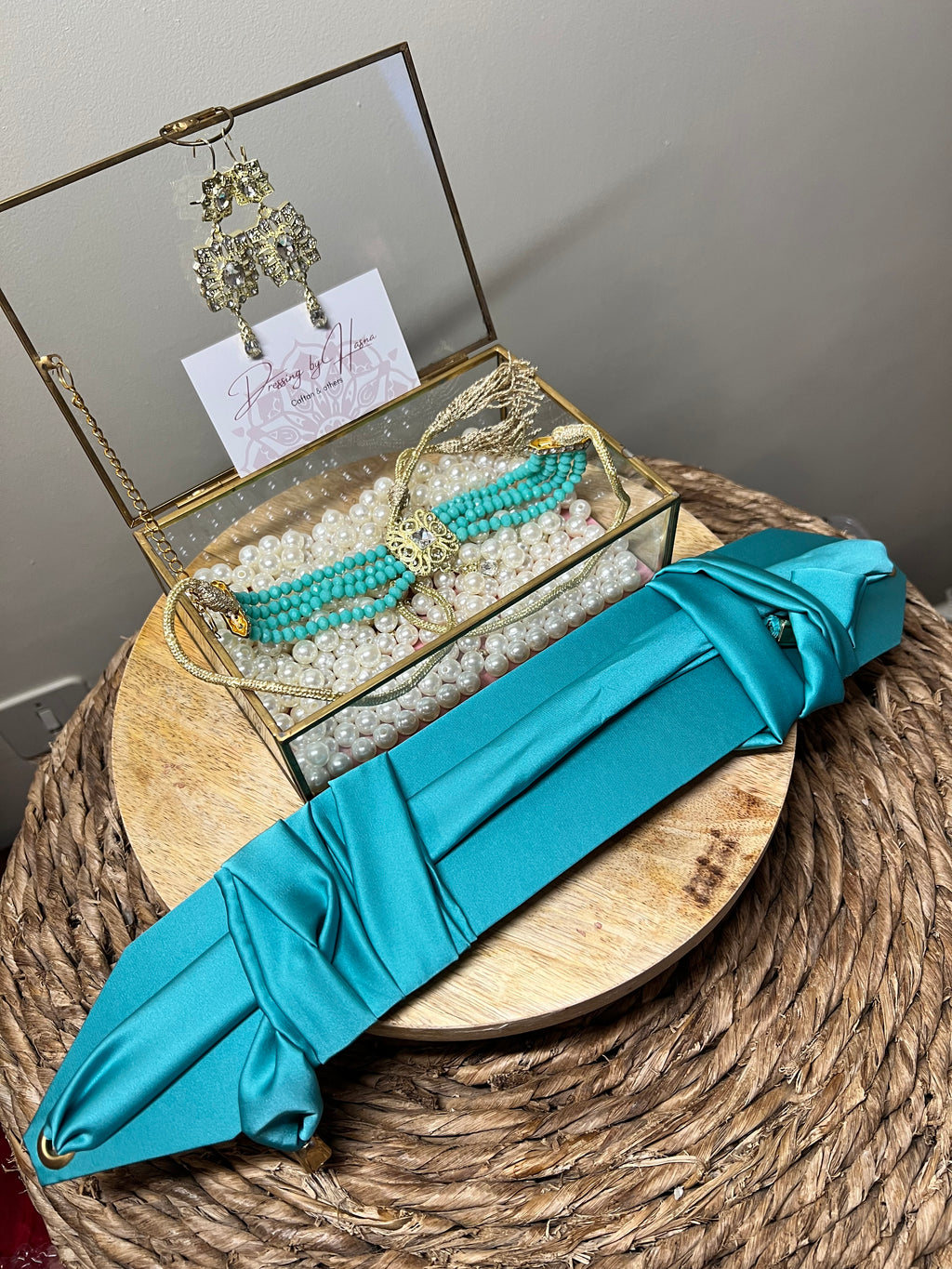 Ensemble de bijoux caftan - ceinture + boucle d’oreille + collier choker -