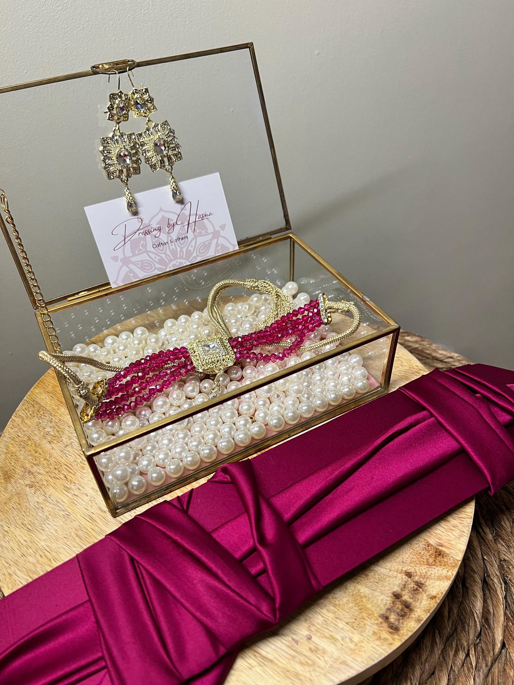 Ensemble de bijoux caftan - ceinture + boucle d’oreille + collier choker -