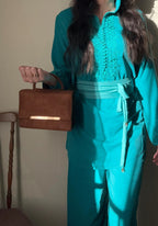 Slippers and clutch bag