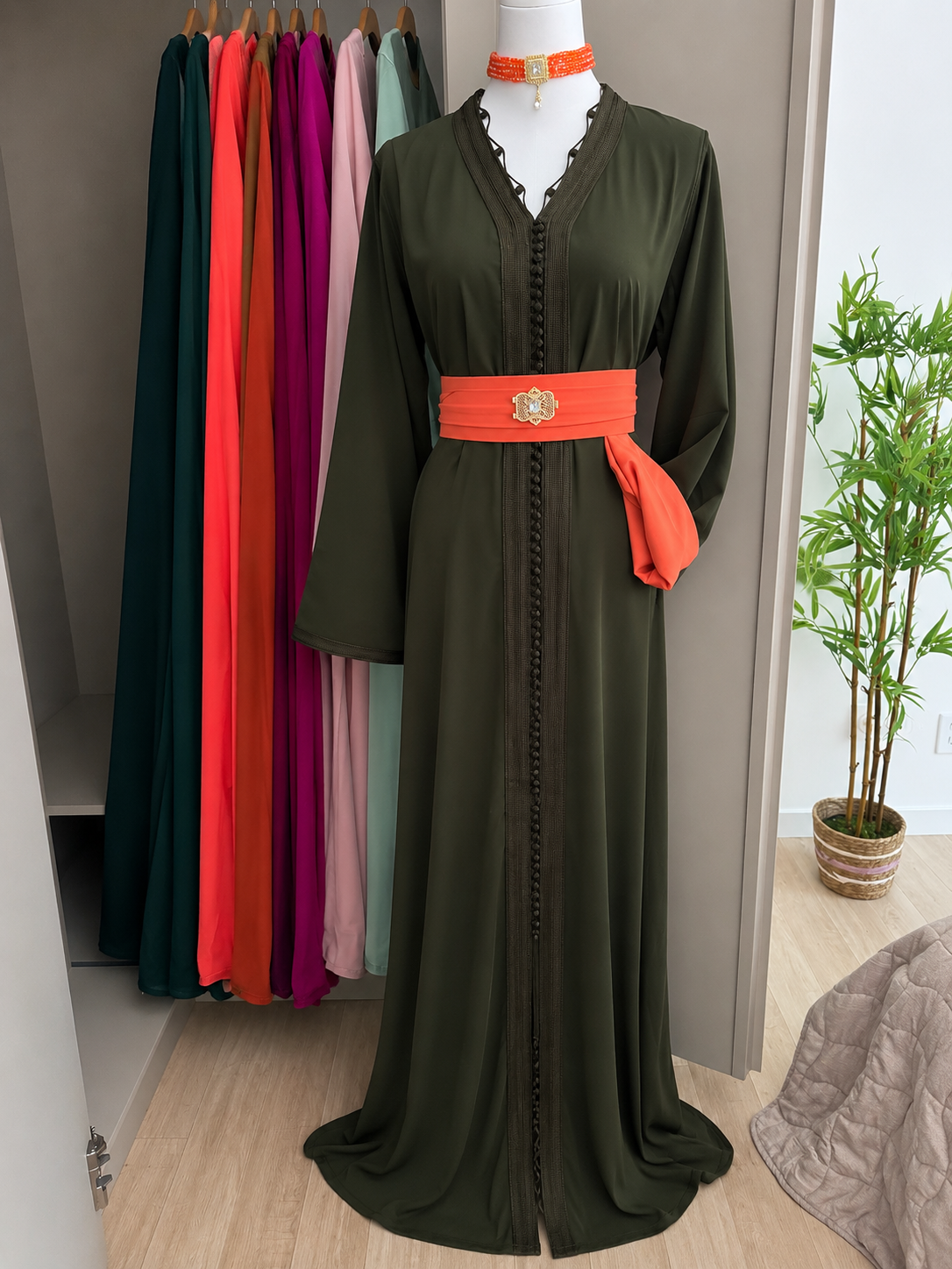 caftan bicolore manches doublés