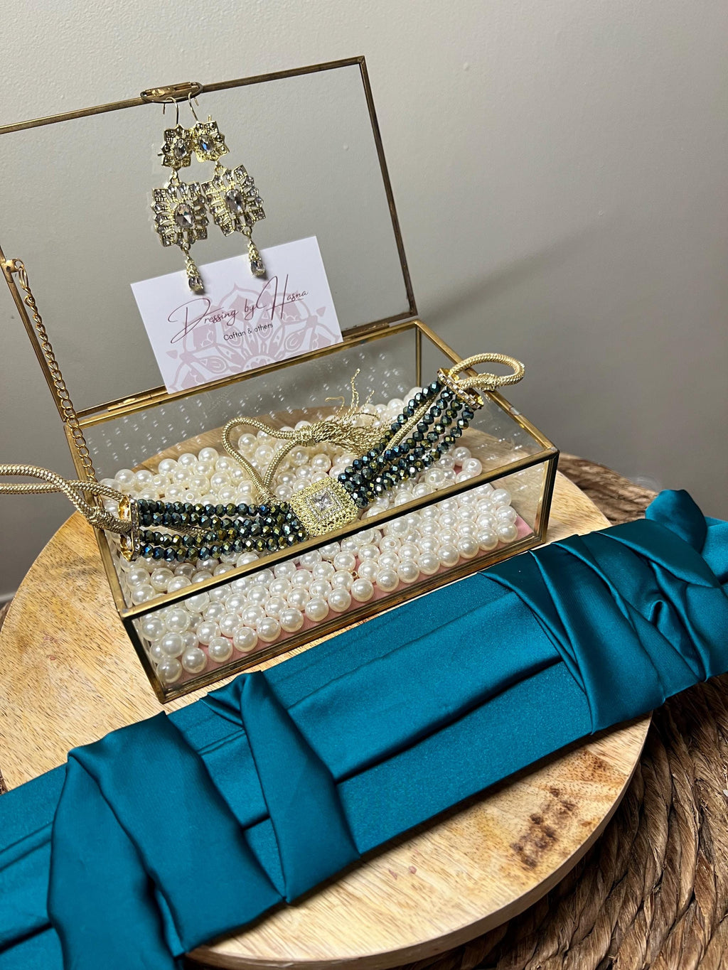 Ensemble de bijoux caftan - ceinture + boucle d’oreille + collier choker -