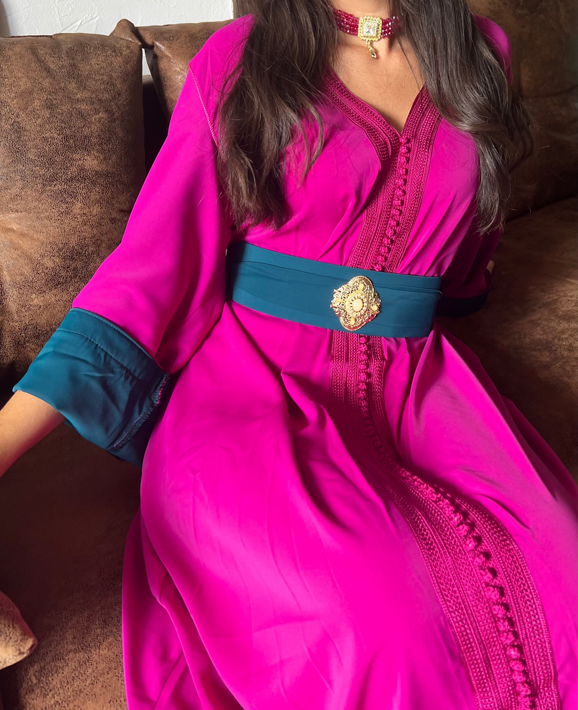 Caftan bicolore ceinture Défectueuse