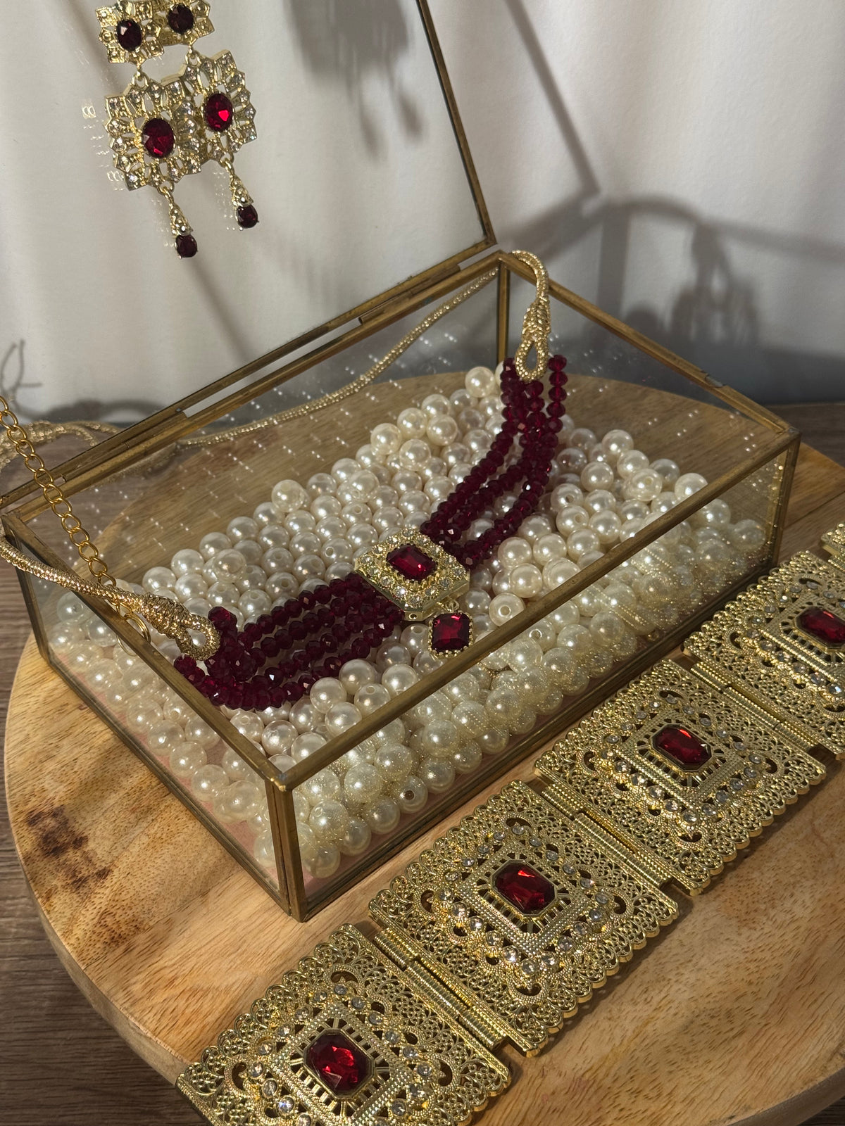Caftan jewelry set - belt + earrings + choker necklace -