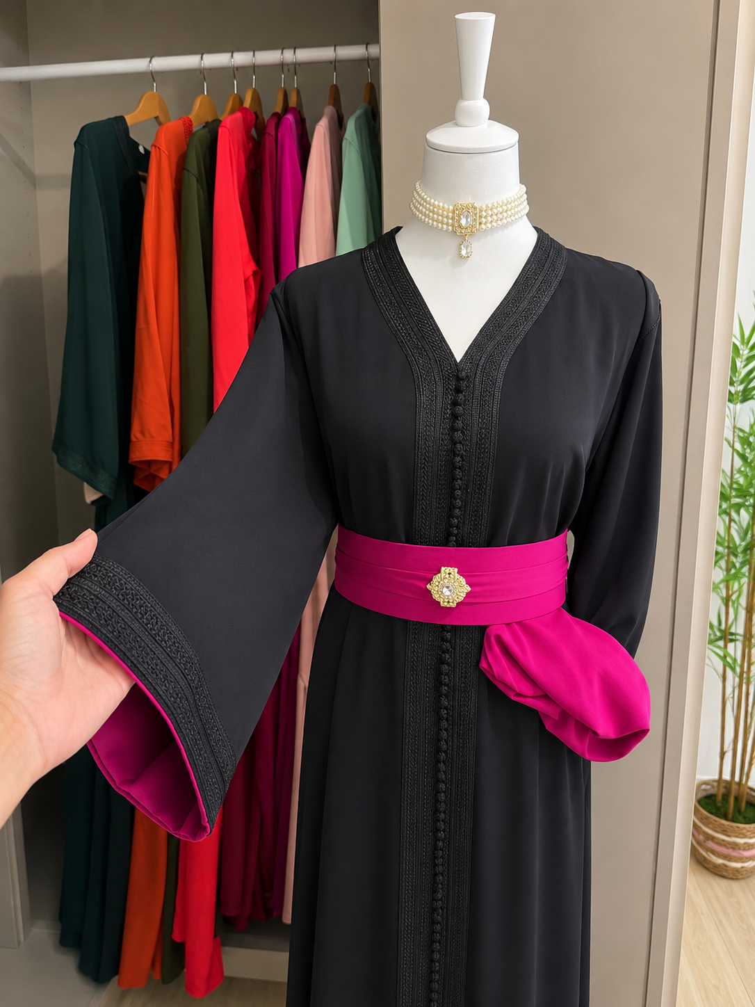 caftan bicolore manches doublés