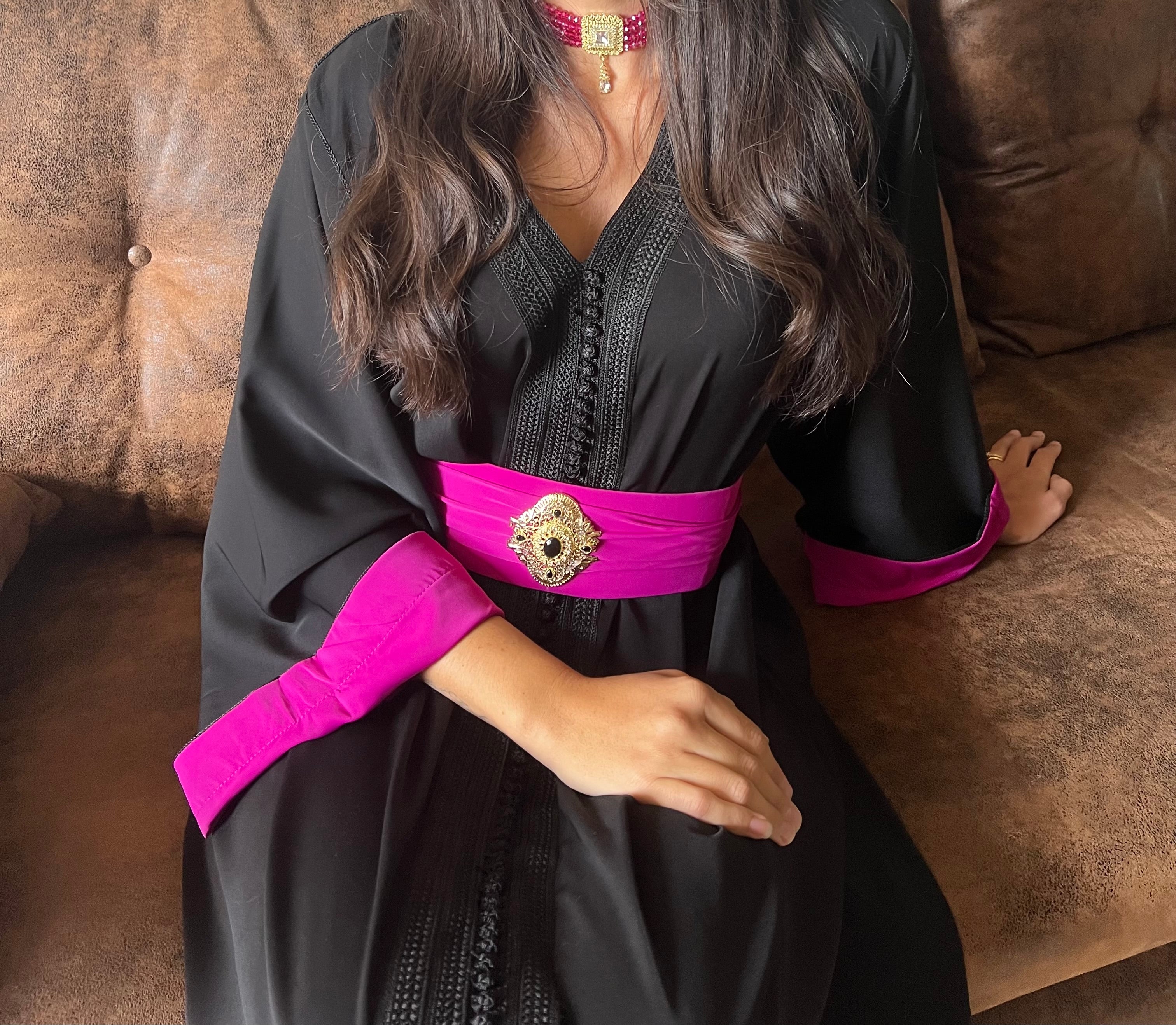 Caftan bicolore ceinture Défectueuse