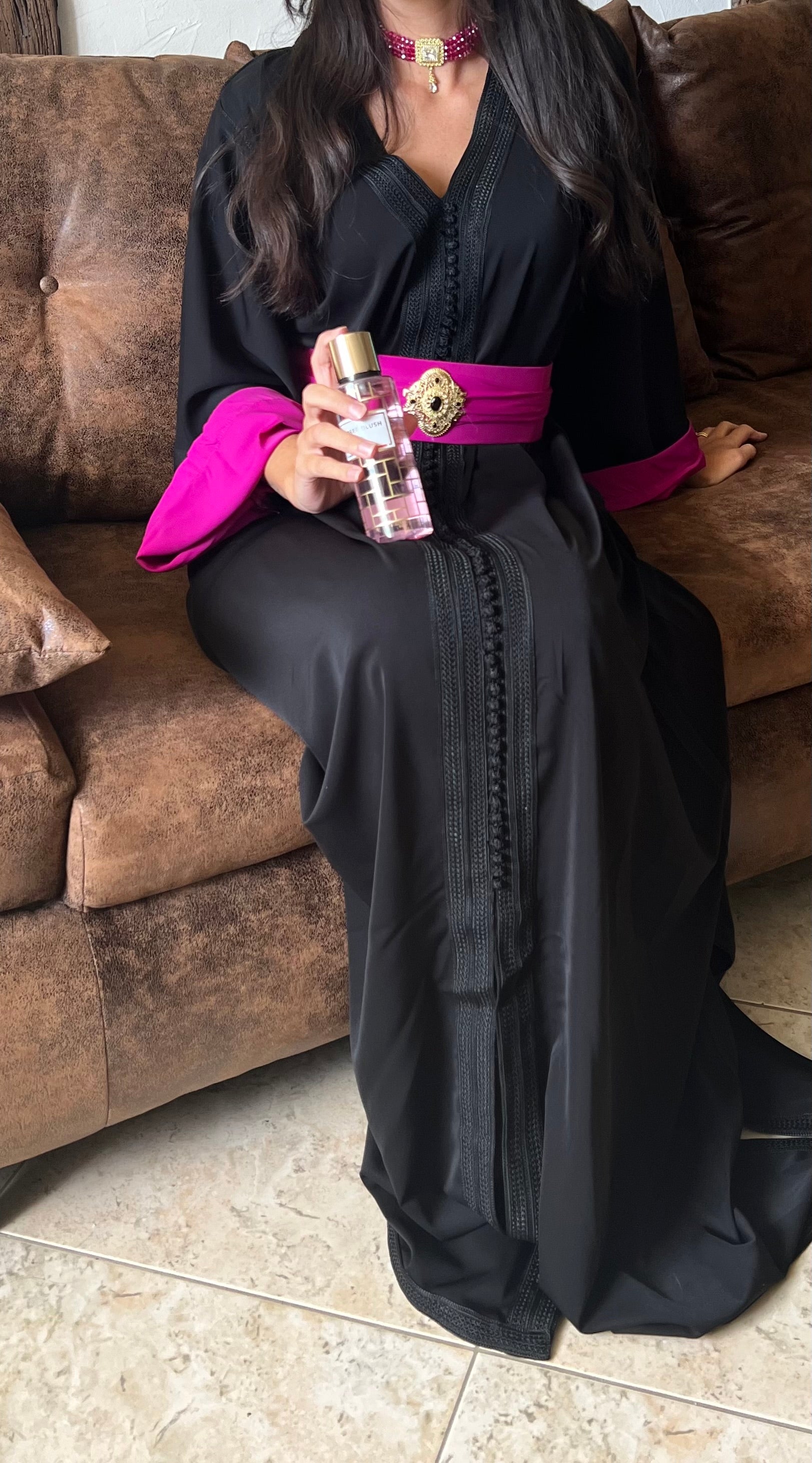 caftan bicolore manches doublés