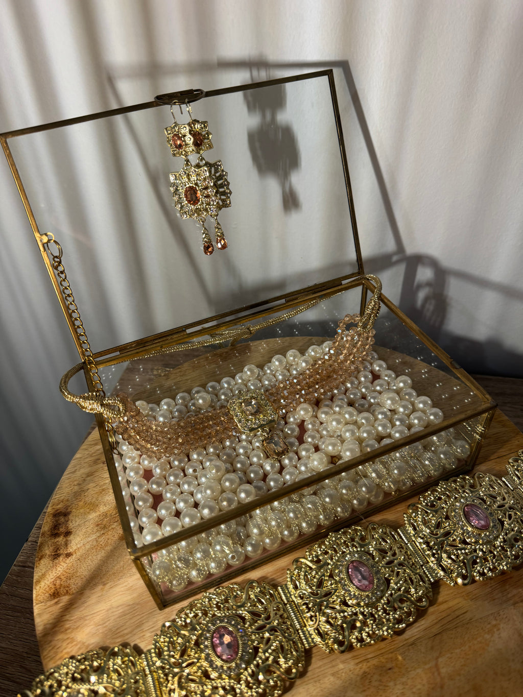 Caftan jewelry set - belt + earrings + choker necklace -