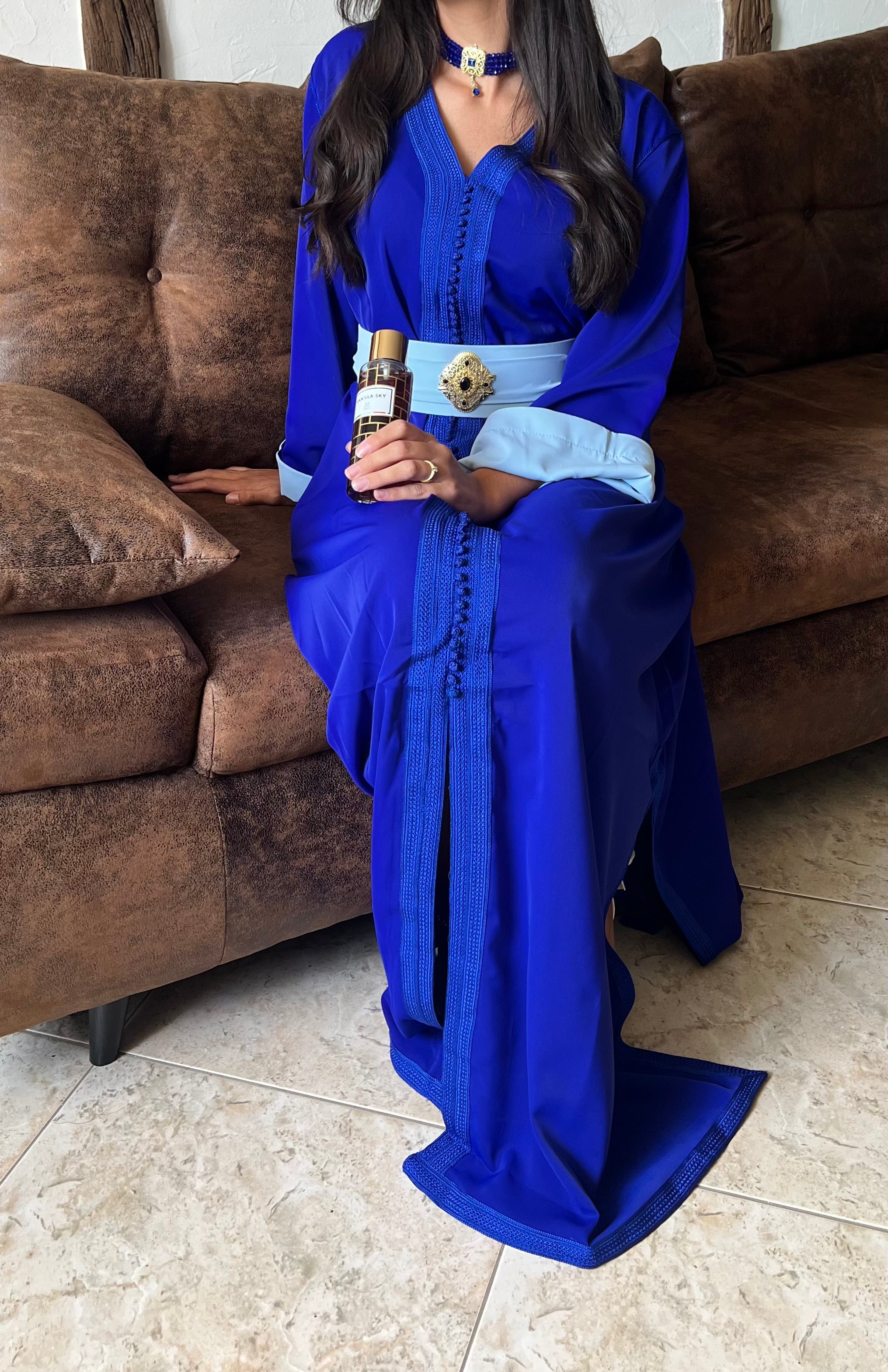 Caftan bicolore ceinture Défectueuse