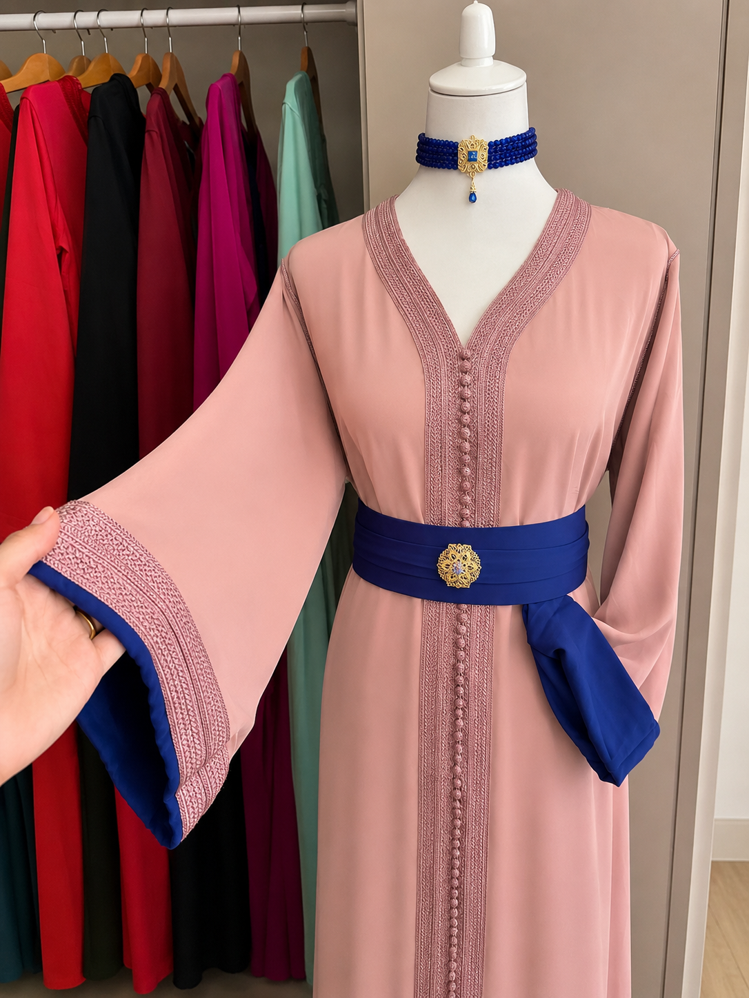 caftan bicolore manches doublés