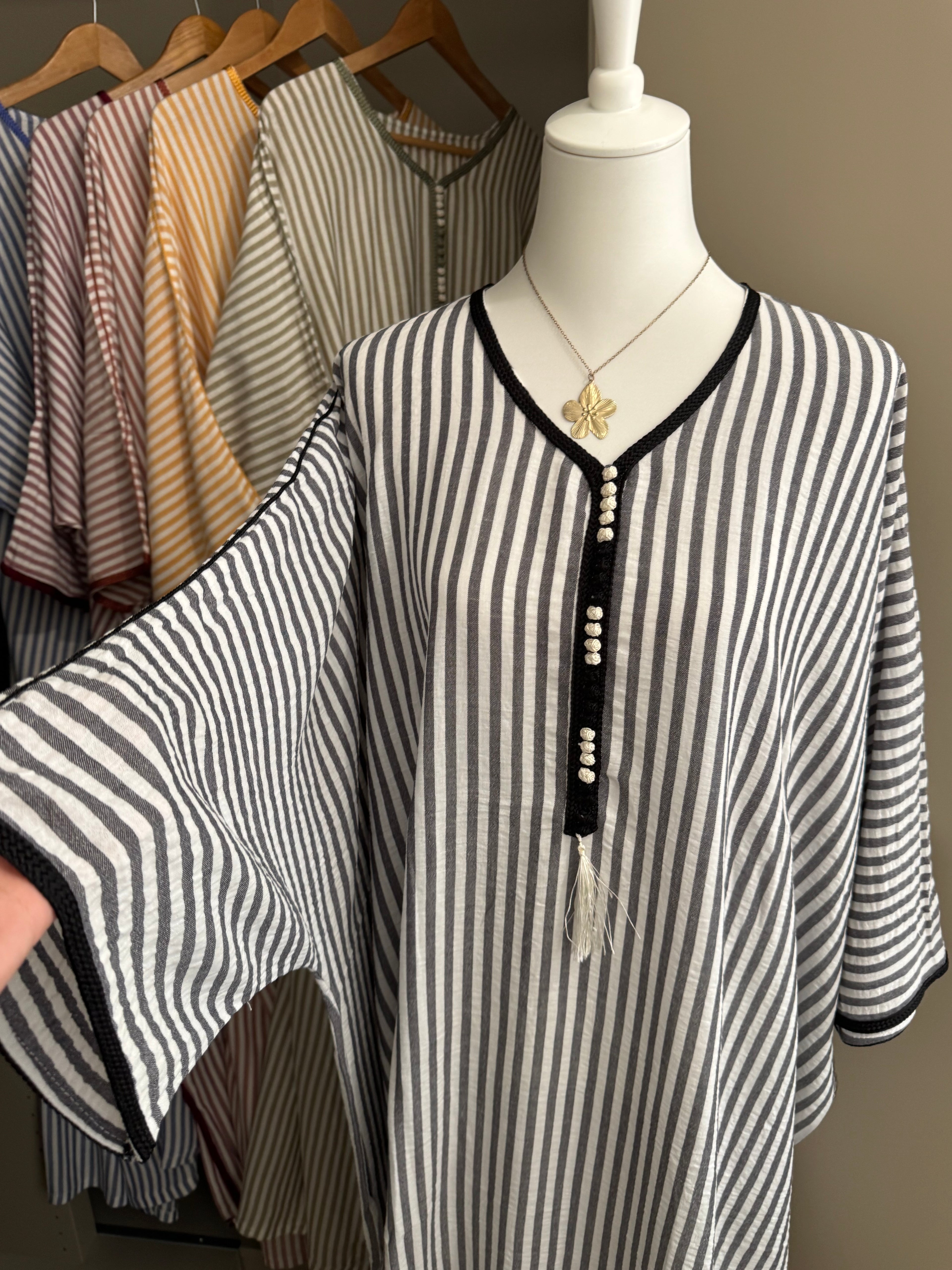 Gandoura en lin rayée